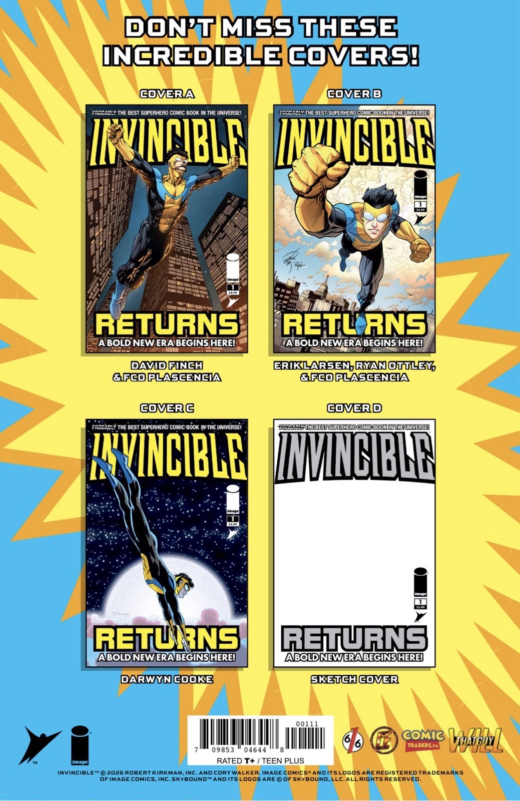 🔥 INVINCIBLE RETURNS FACSIMILE EDITION 1 KIRKHAM 616 Virgin Foil LTD 1500