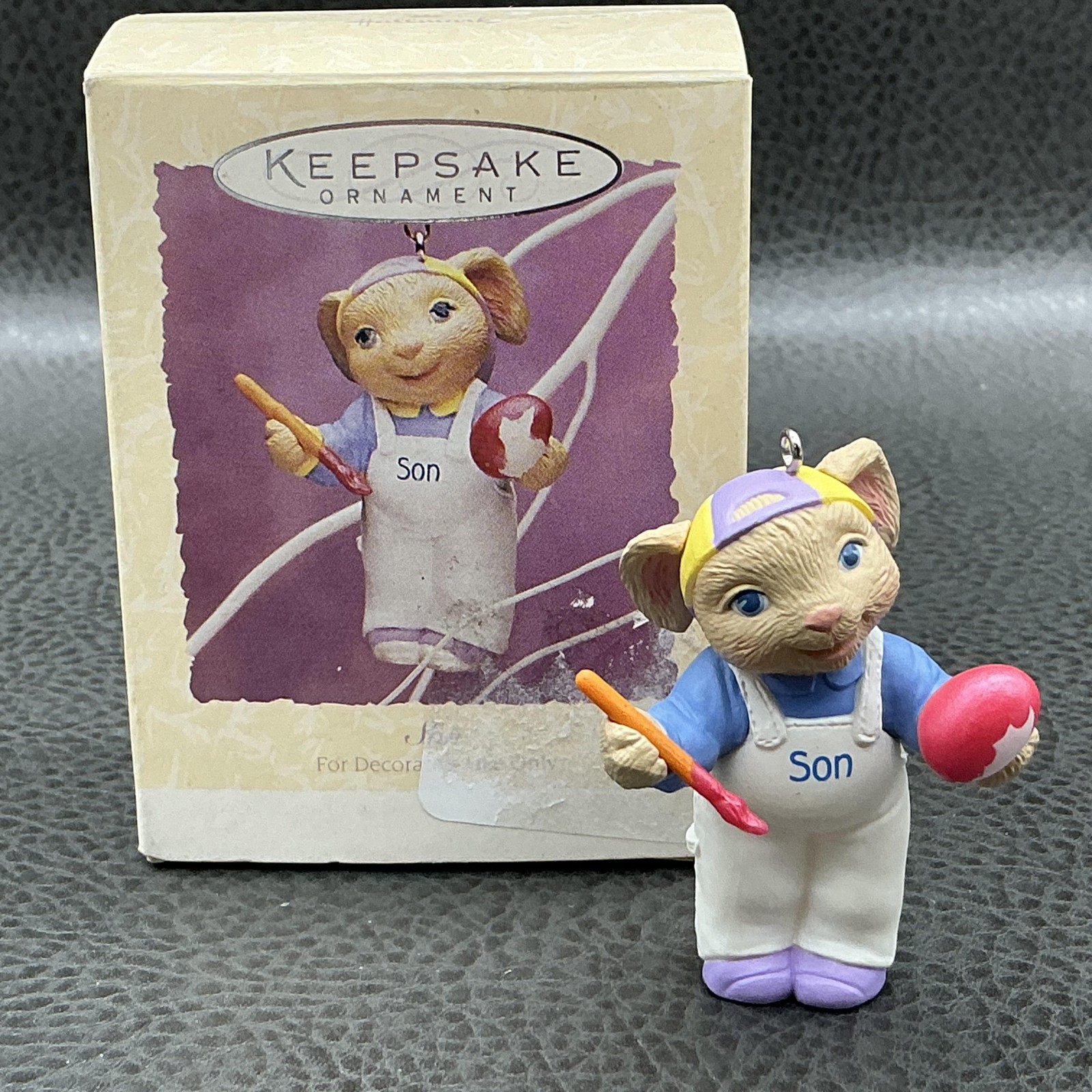 Vintage 1994 Hallmark Keepsake Son Bunny Ornament 1994 Easter Collection W Box