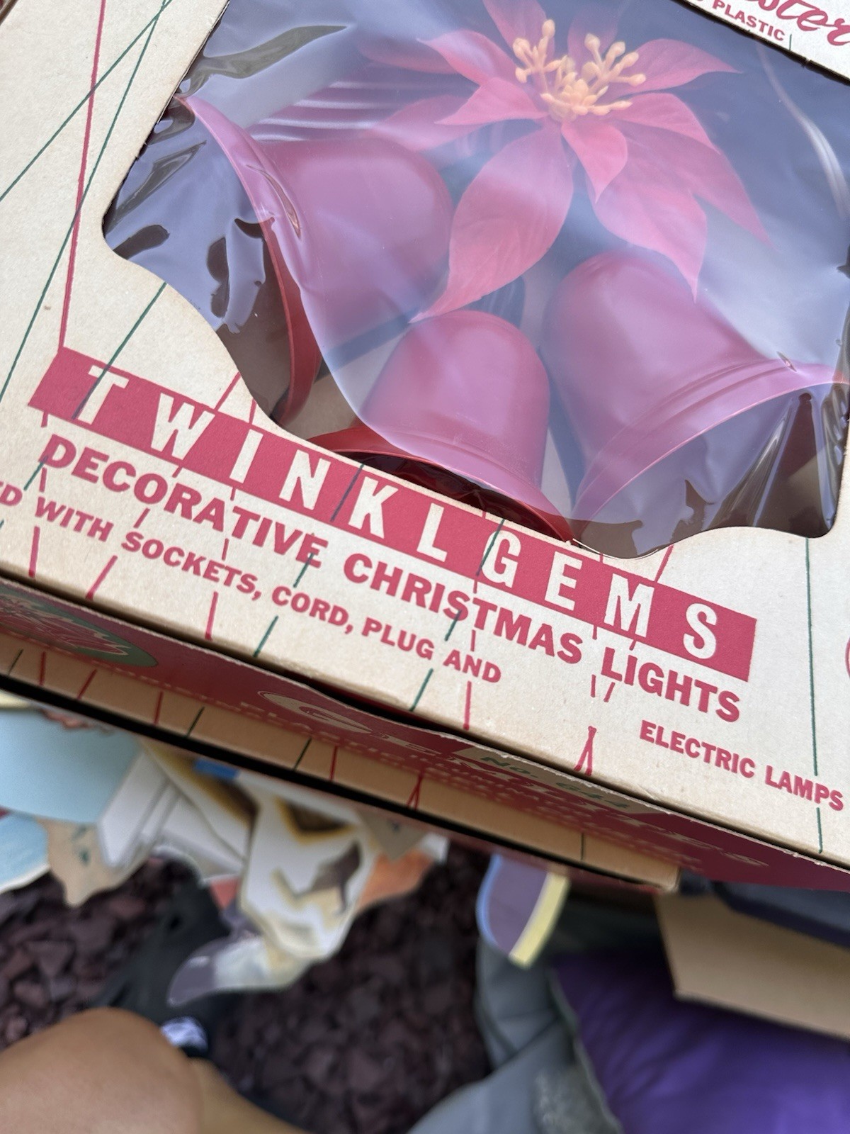 1960’s Gemlites Plastic Bell Clusters Christmas Lights W/ Box Winklegems New