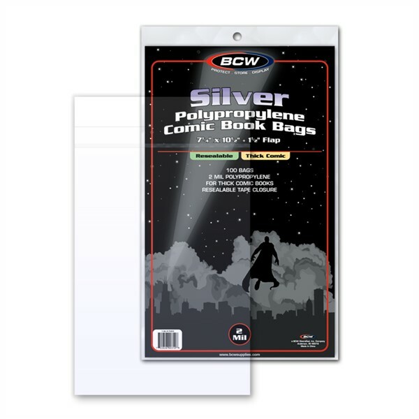 200 BCW Resealable Thick Silver Age Comic Book Acid Free Poly Bags 7 1/4 x 10.5