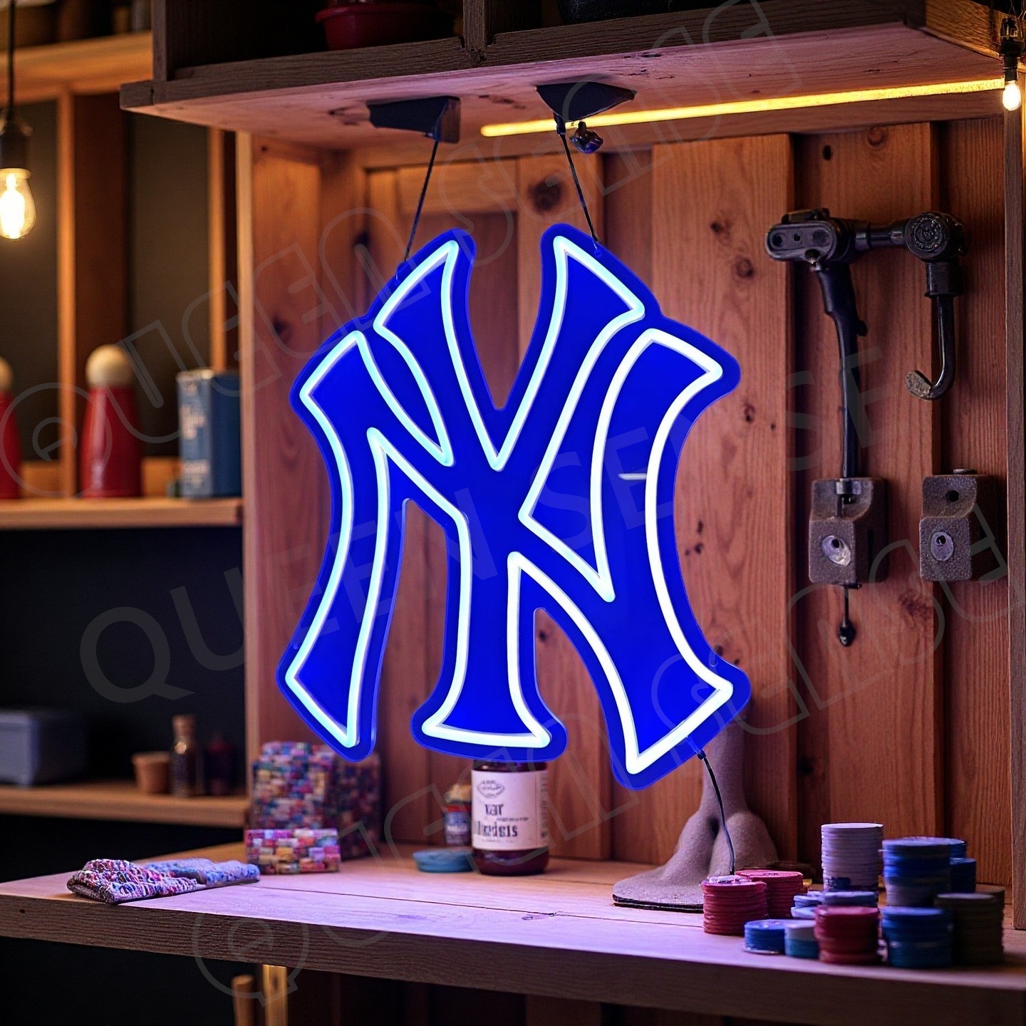 16″x14″ New York Yankees Baseball LED Neon Sign With Dimmer USB Powered Light VL