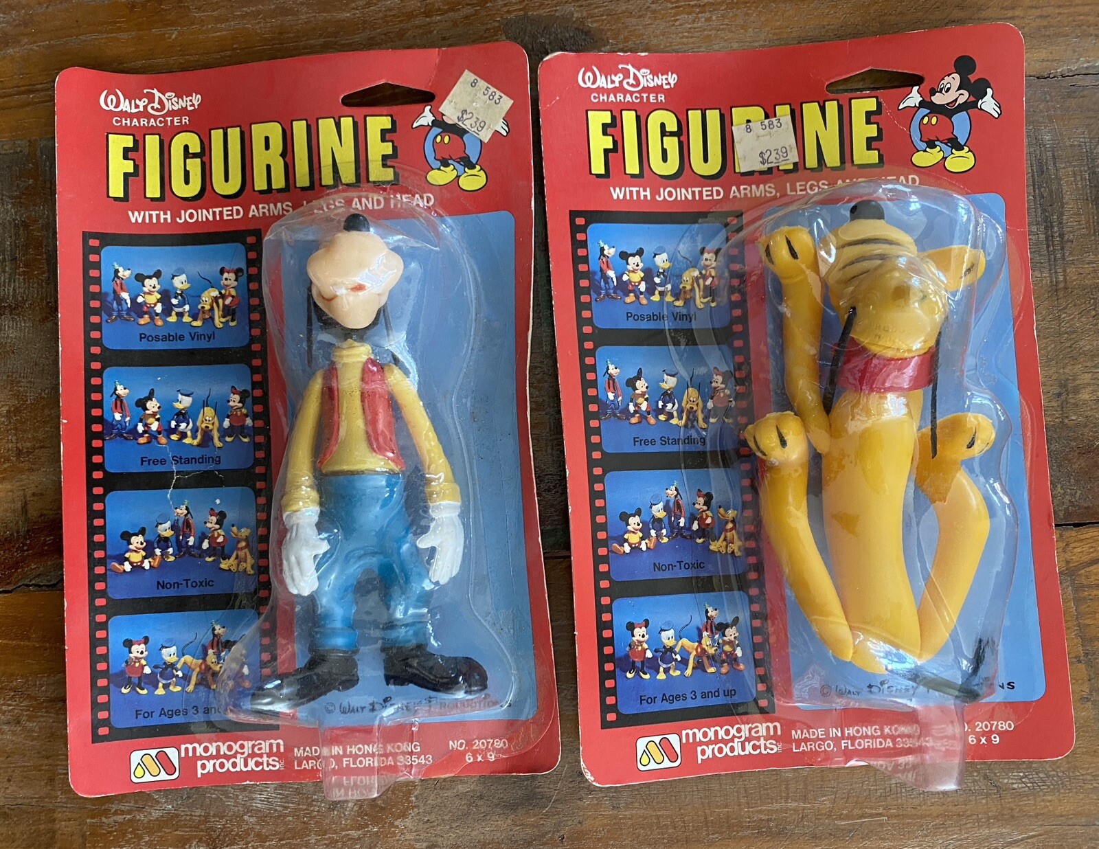 Vintage Walt Disney Character Figurines Pluto & Goofy Monogram Products NOS