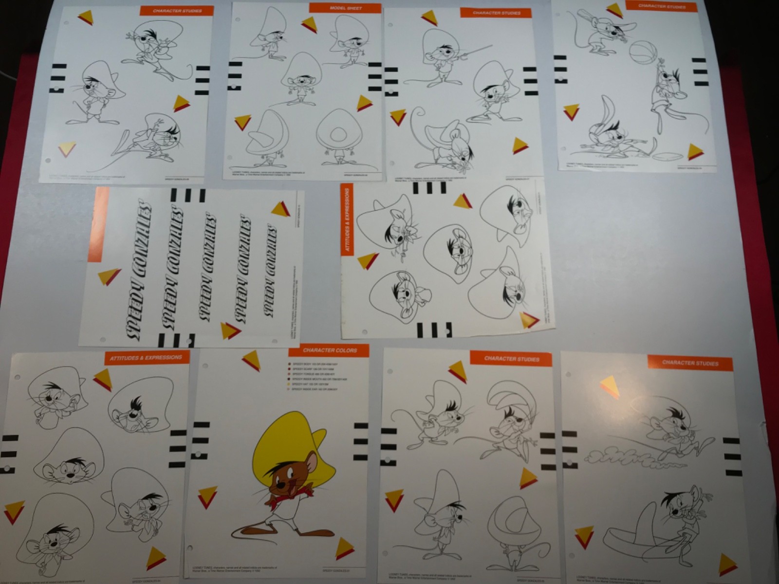 ANIMATION SPEEDY GONZALES STYLE GUIDES 1992 COMPLETE 10 PAGES + FOLDER