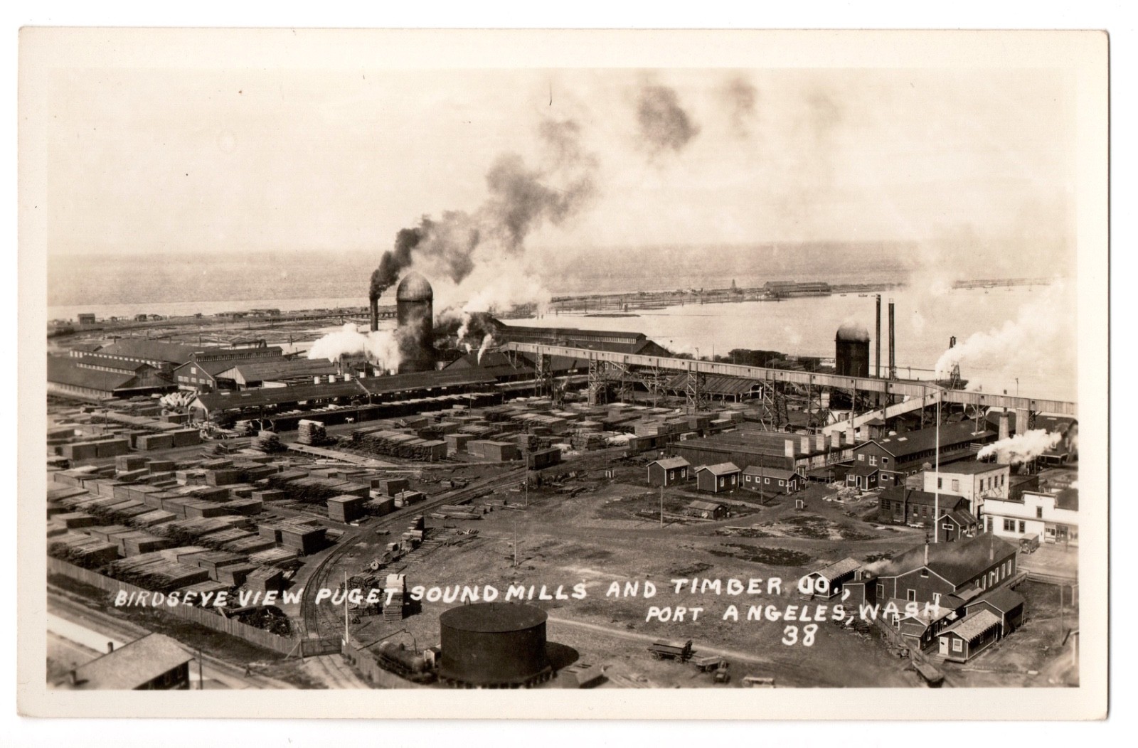 Real Photo Postcard RPPC Puget Sound Mills & Timber Co. Port Angeles Washington