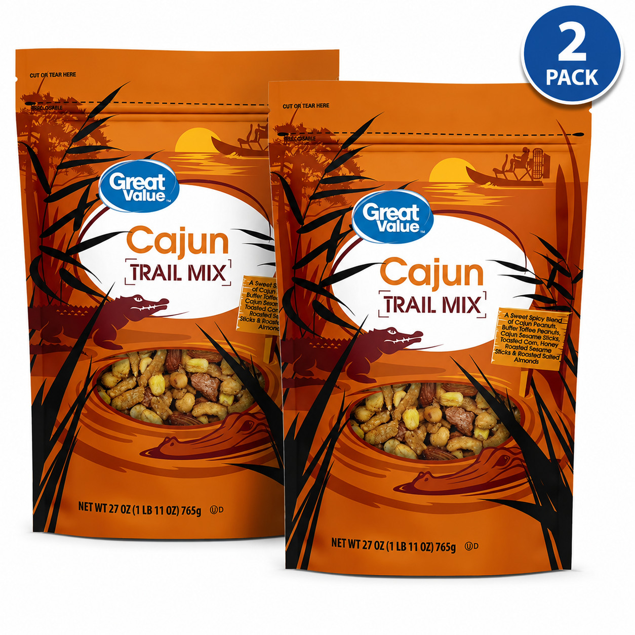 New Great Value Cajun Trail Mix, 27 oz (Pack of 2) Free Shipping