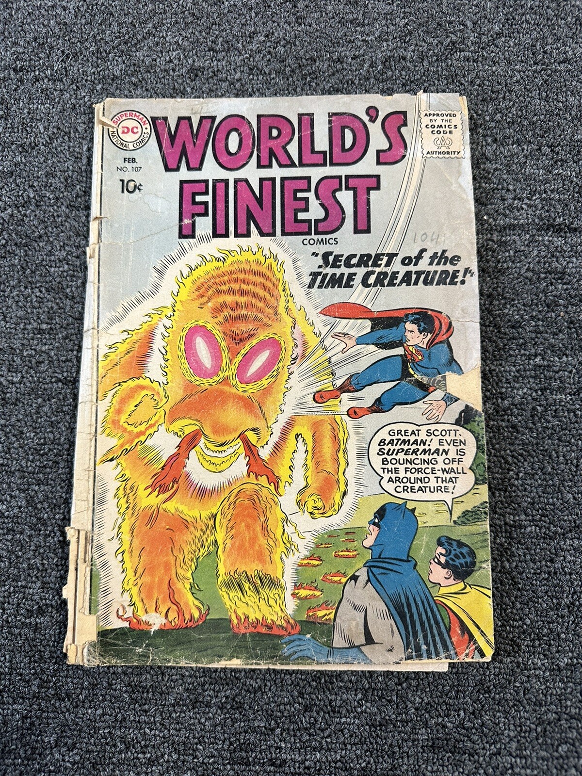 DC Comics 1960 World’s Finest Comics #107 “Secret of the Time Creature!”