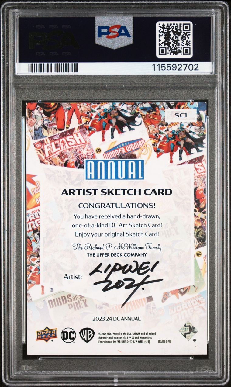2023-24 Upper Deck DC ANNUAL SKETCH SUPERGIRL ARTIST LIPWEI CHANG PSA 9 SUPERMAN