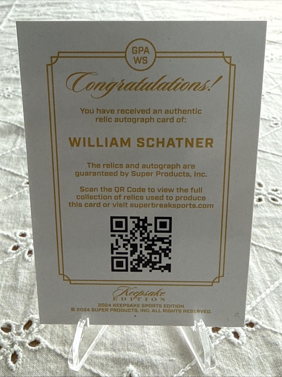 2024 KEEPSAKE EDITION WILLIAM SCHATNER RELIC AUTO MEMORABILIA CARD! COOL CARD!
