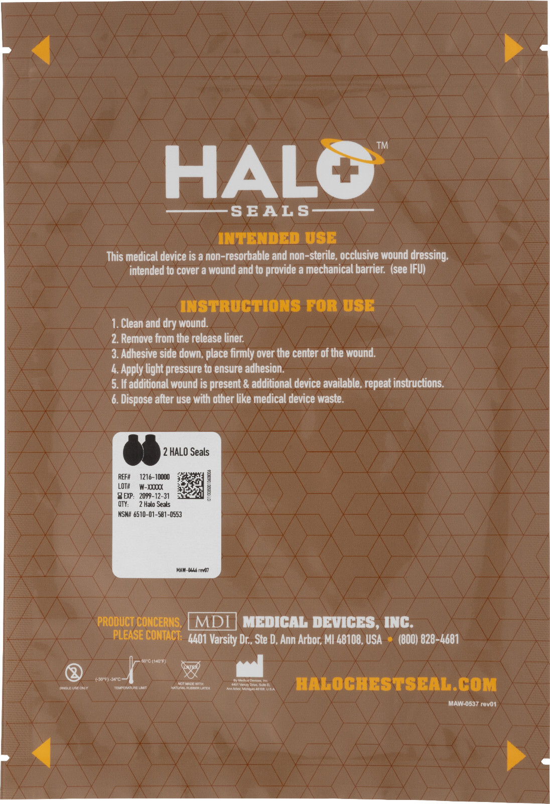 Halo Chest Seals (2 Per Package) Exp. 5 years+ IFAK SWAT EMS EMT ALS TCCC