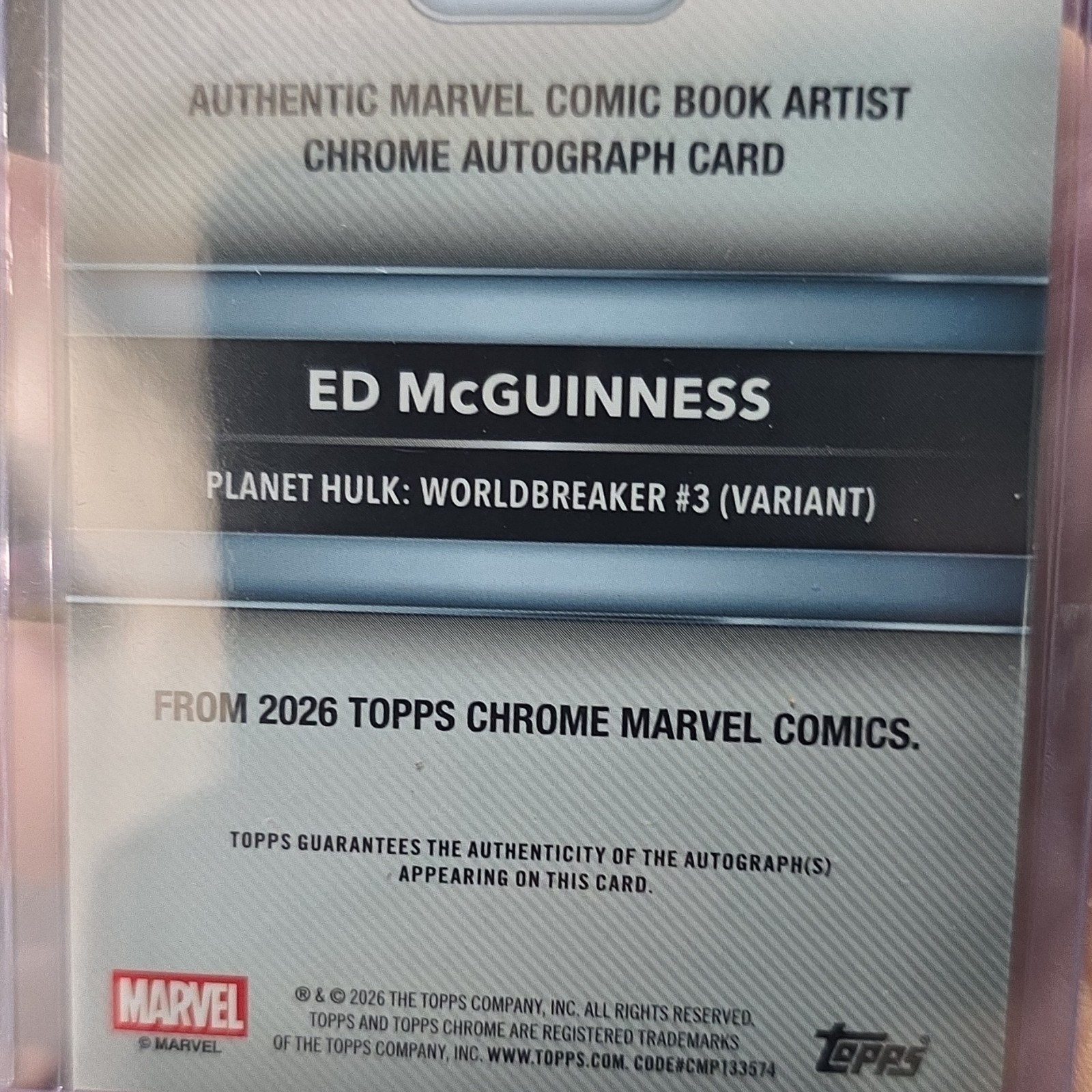 Topps 2026 Chrome Marvel Comics Hulk Planet Hulk #3 Ed McGuinness Auto 04/10