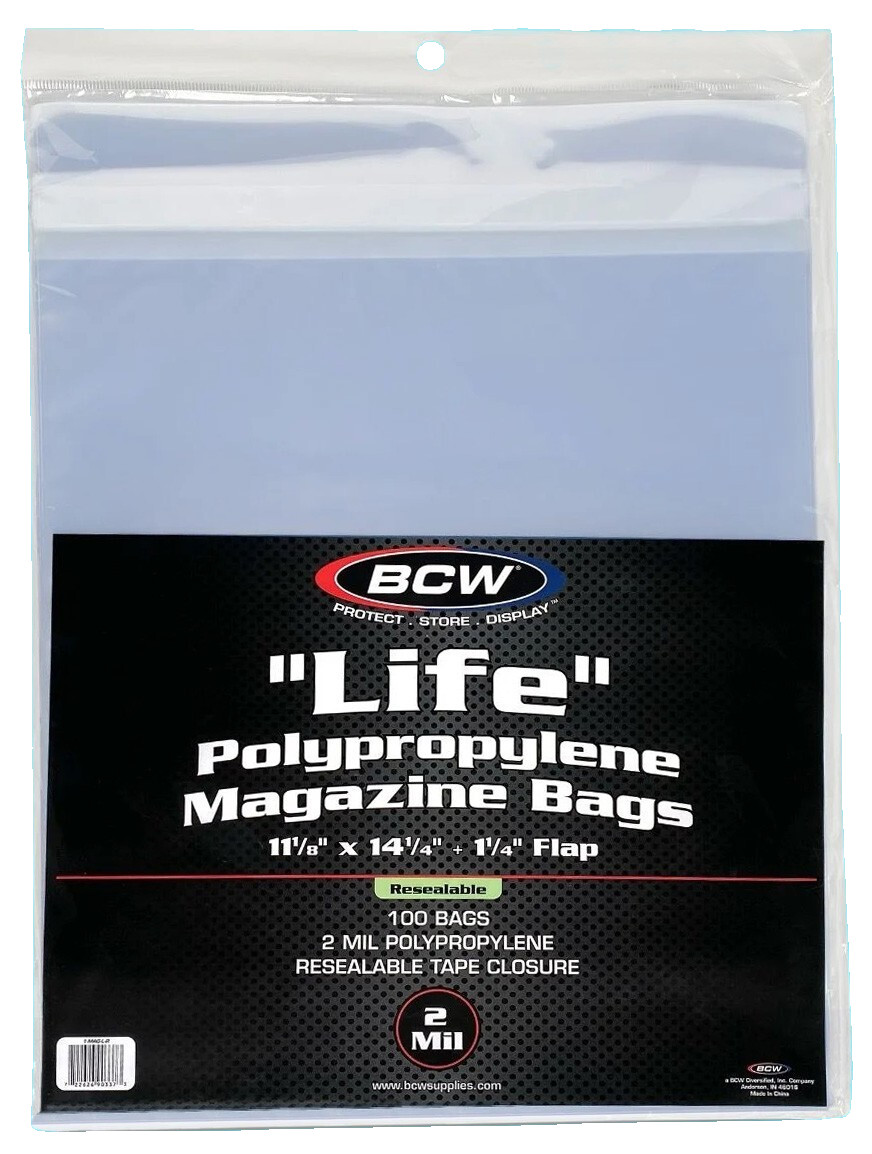 100 BCW Life Magazine Resealable Storage Bags 11-1/8″ x 14-1/4″ Lobby Card
