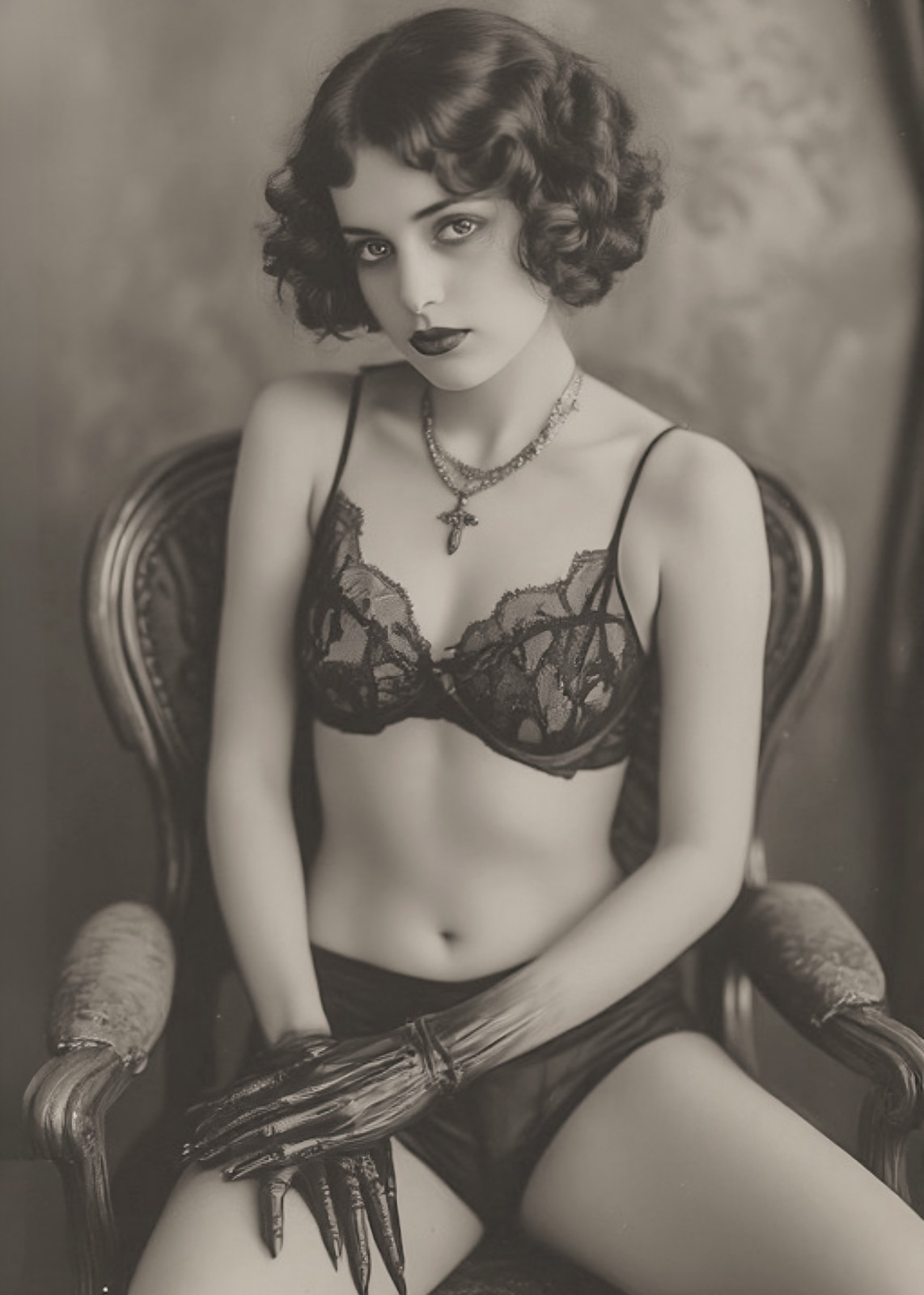 Gothic 1920s Pin Up Horror Portrait With Creepy Hands 4×6 Photo