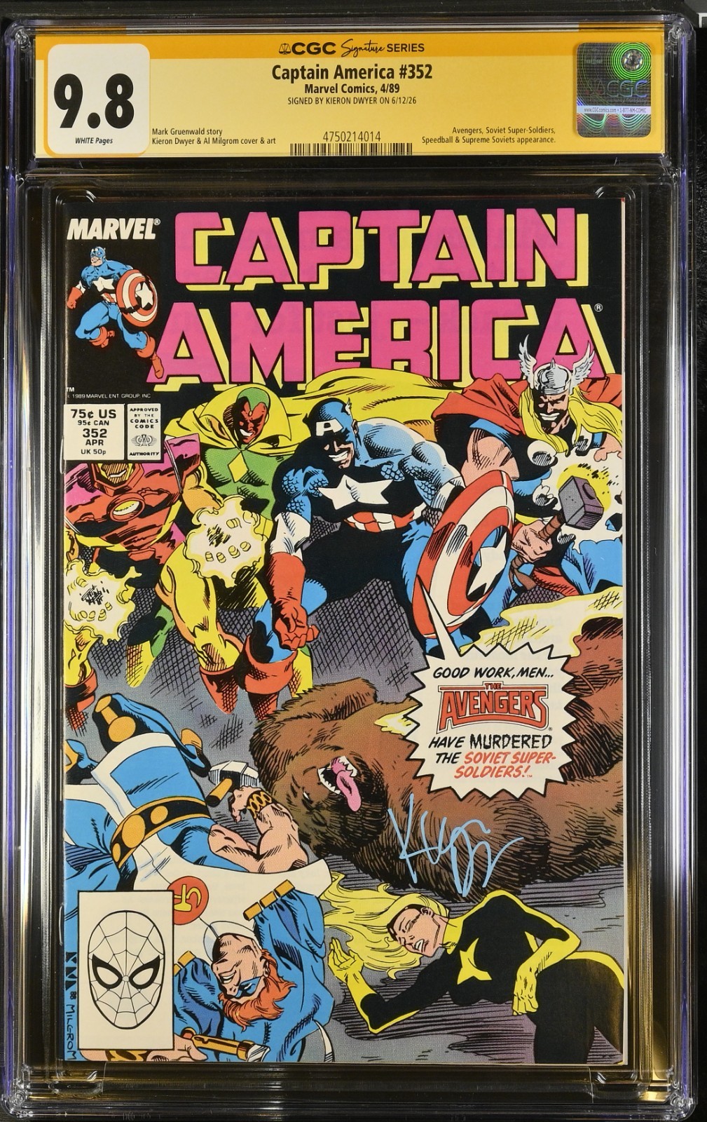 Captain America # 352 CGC 9.8 SS – Sigature by Kieron Dwyer