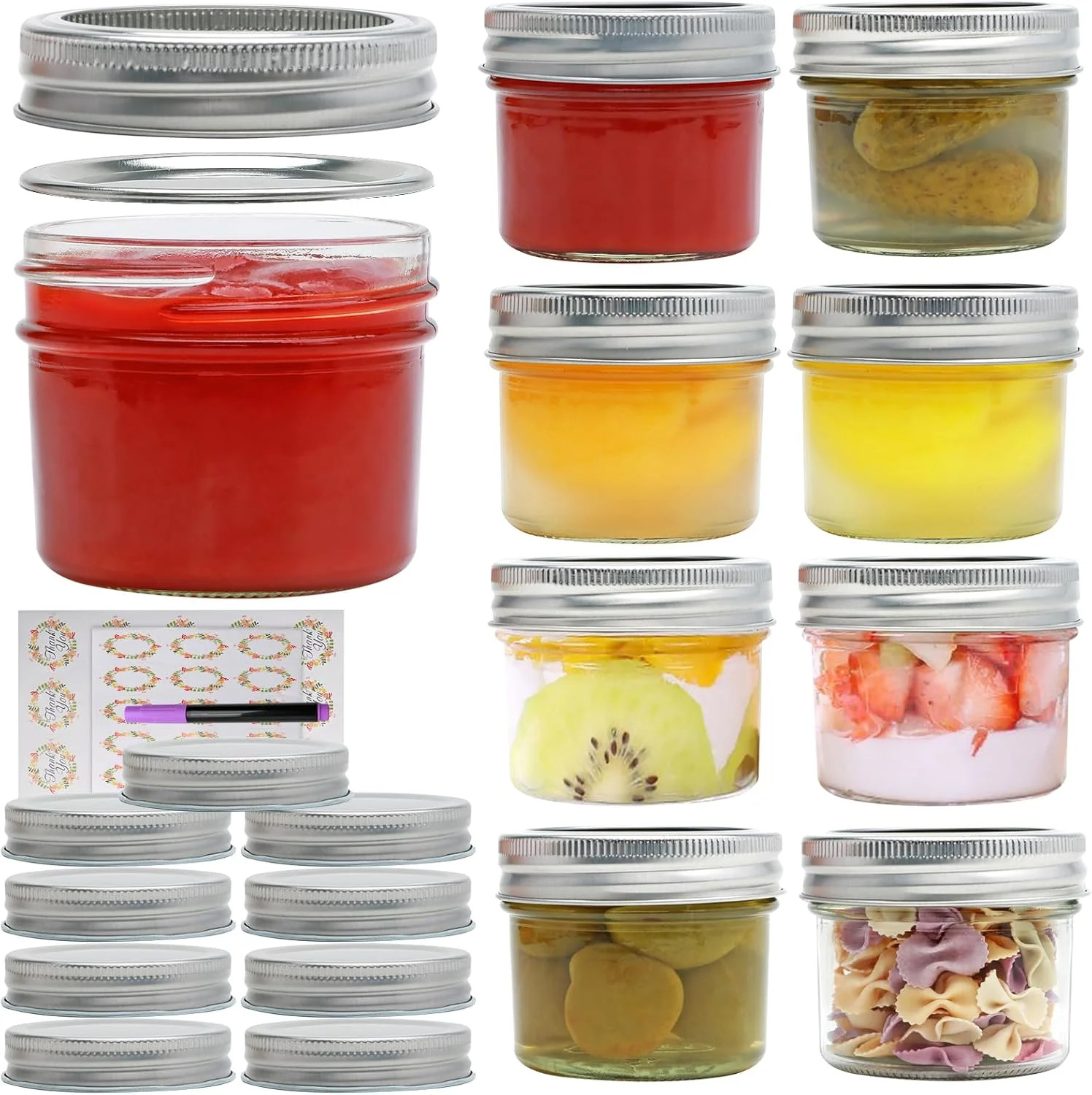 4oz Small Mason Jars, 9 Pack Glass Mason Jar with Regular Lids,Mini Jam Jars for