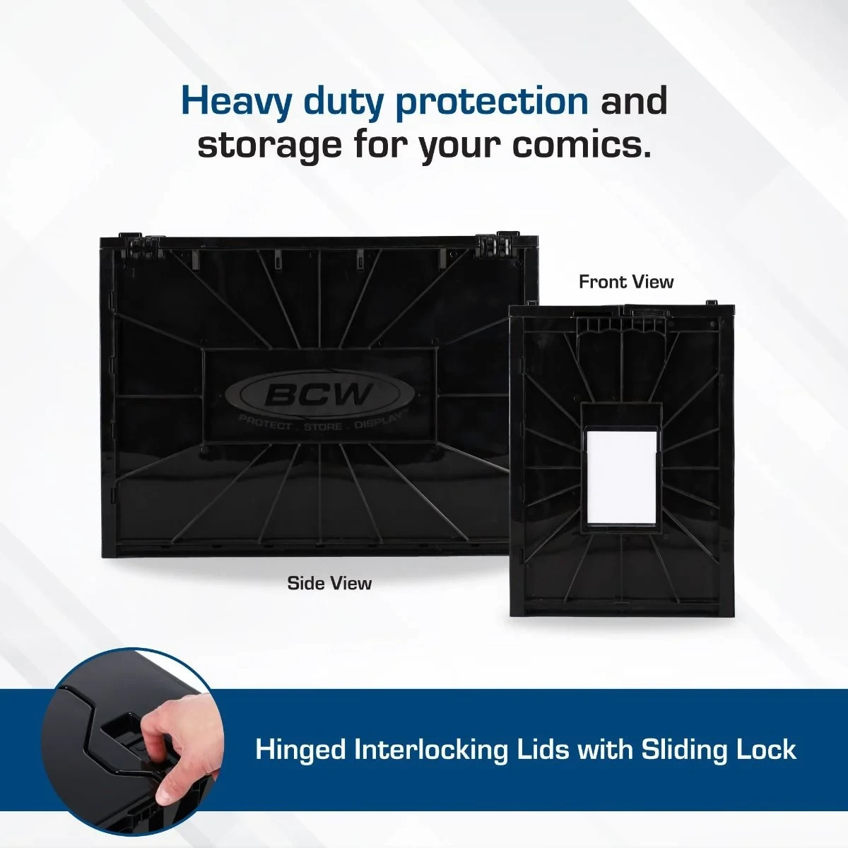 (5ct) BCW BLACK Short Comic Book Bin Heavy Duty Acid Free Plastic Stackable Box