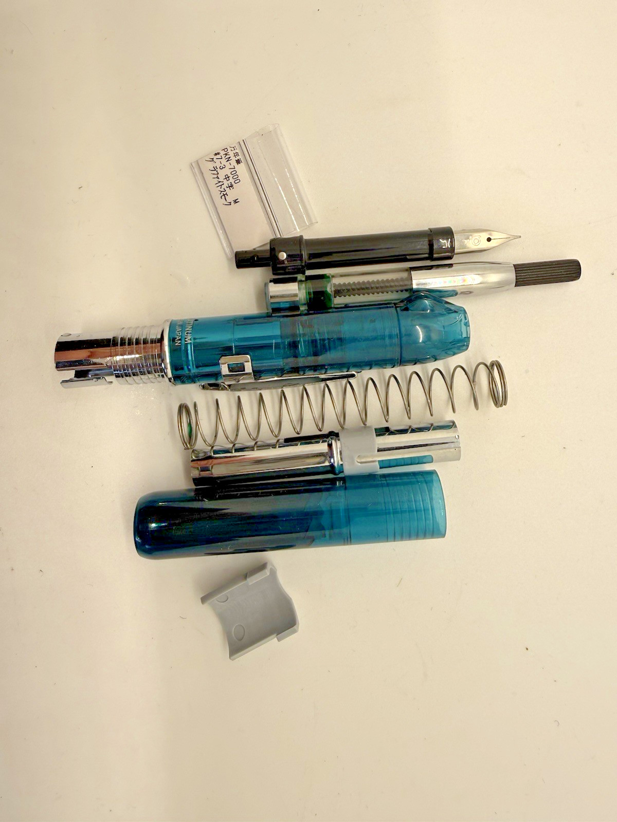 Platinum Curidas Clear Blue Retractable Fountain Pen Fine Nib Boxed Converter