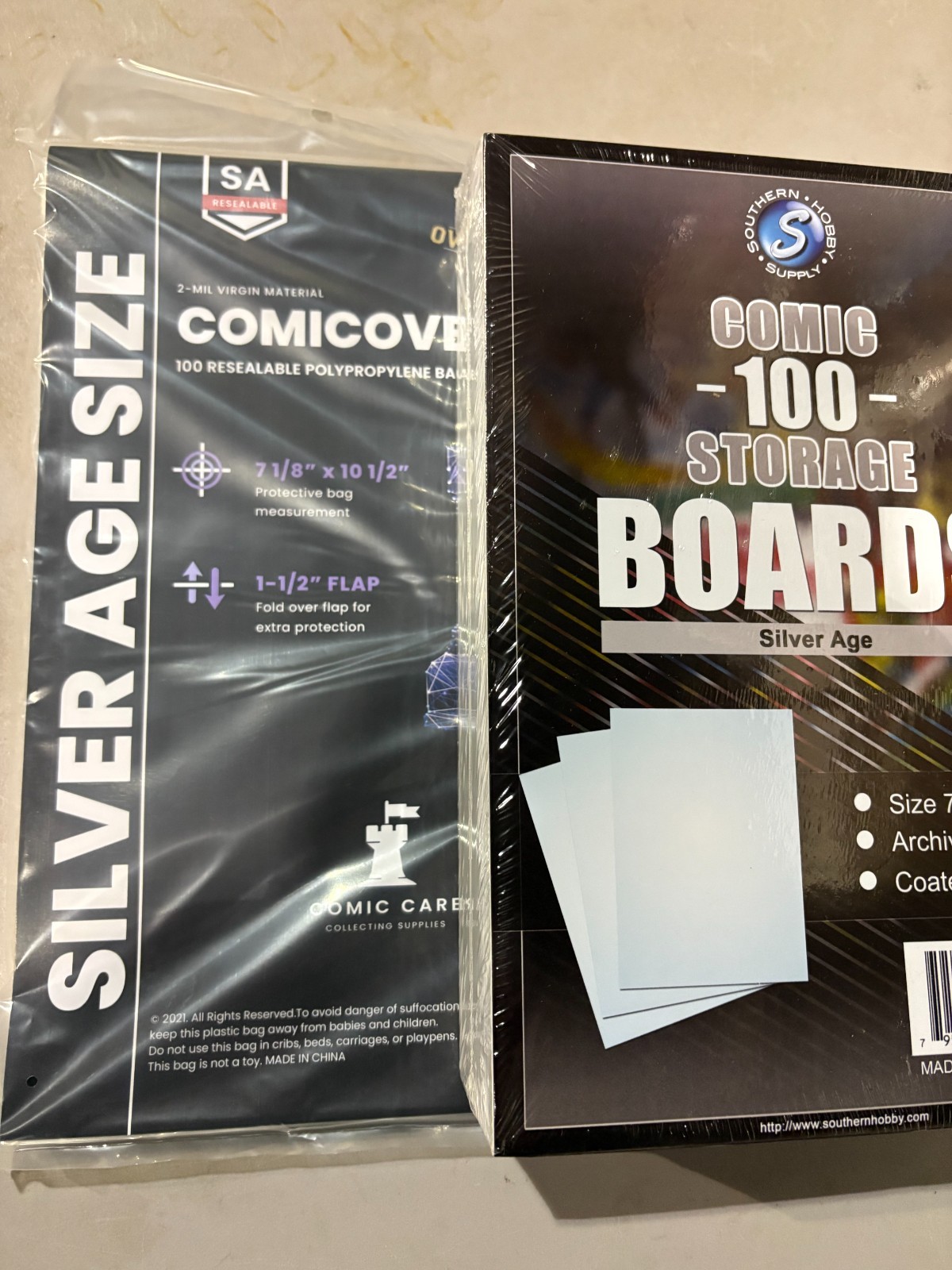 100 Comic Book Bags Boards Acid Free Safe Storage Silver Size Comic 7″ x 10 1/2″