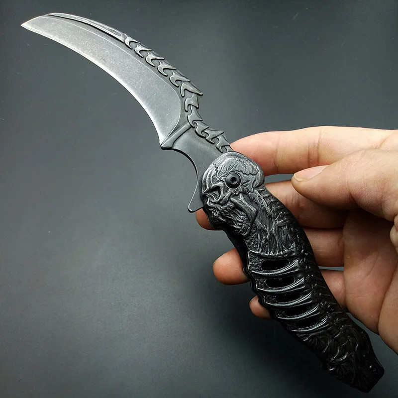 Skeleton Pocket Knife Spring Assisted Grim Reaper Design 8″ Open Folding Knife