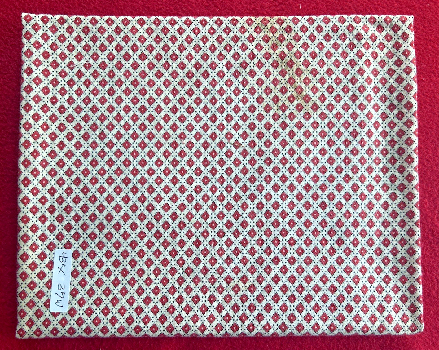 “Vintage Feed Sack” 1930-50s Tiny Red & White Lattice w/ Dots 43″L x 37″W