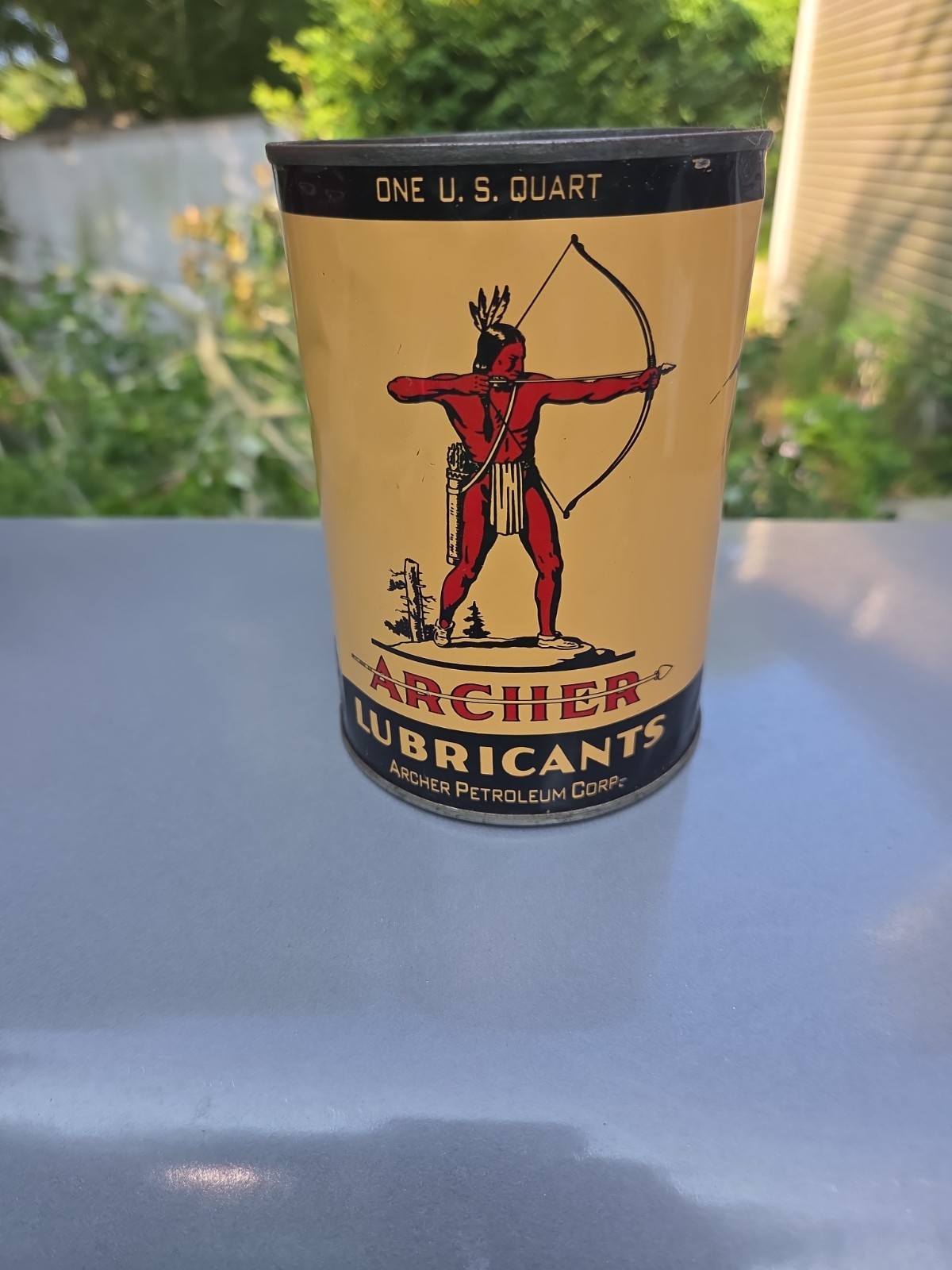 Vintage Empty 1 Quart ARCHER LUBRICANTS CHIEF AIRCRAFT GRADE Motor Oil Steel Can