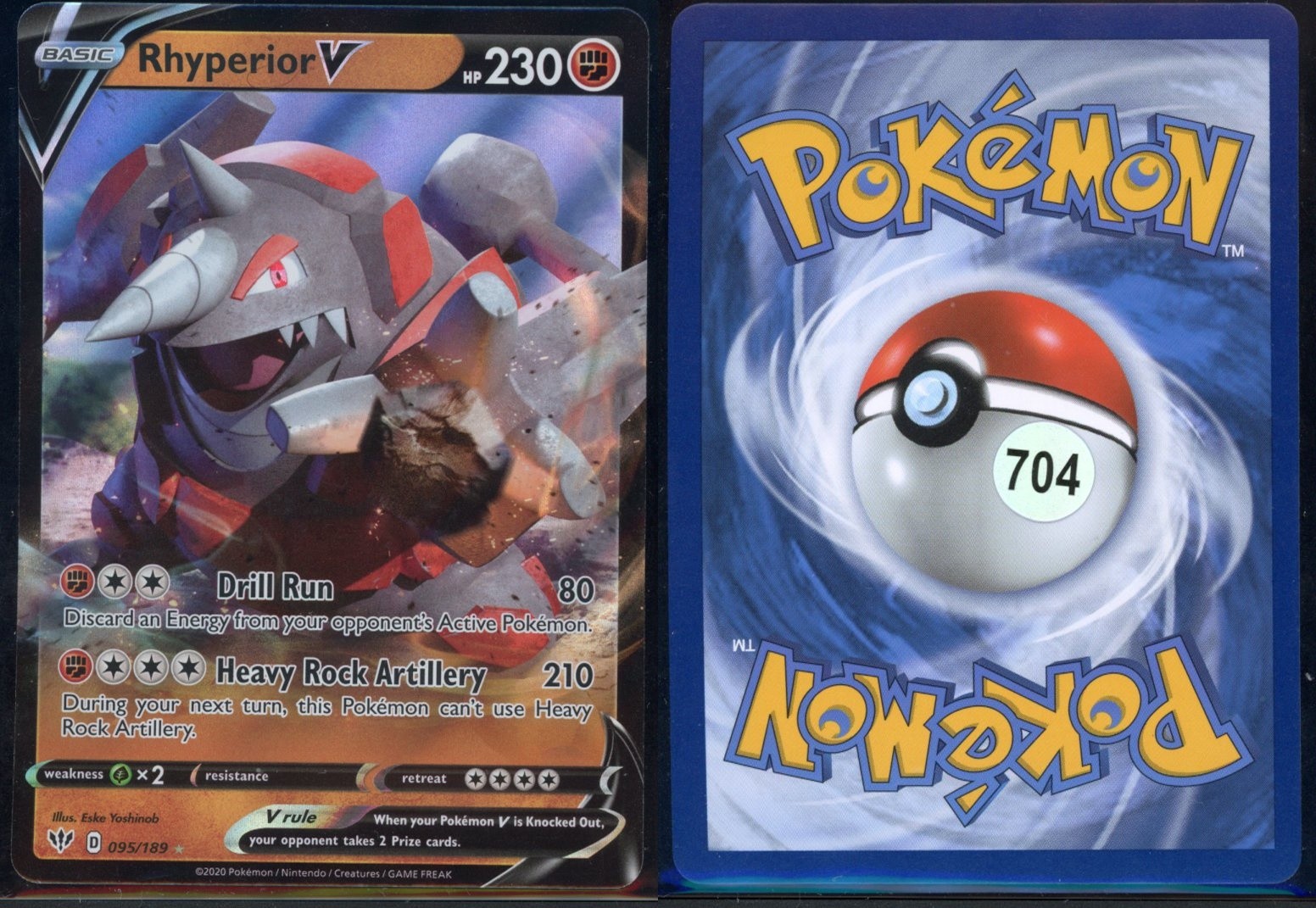 Rhyperior V 095/189 Rare V Darkness Ablaze Pokemon NM