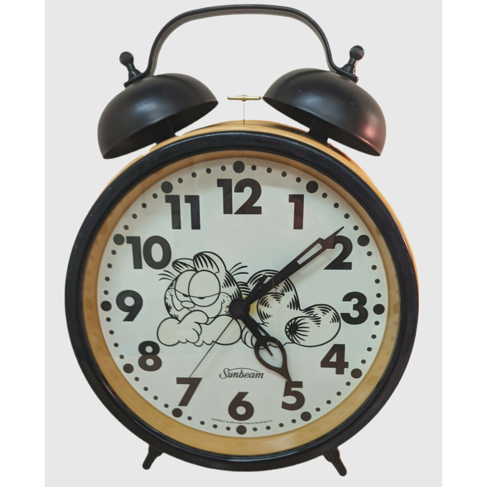 Large 1978 Garfield Wall Clock Made By SUNBEAM 16.5 in Tall Orange & Black