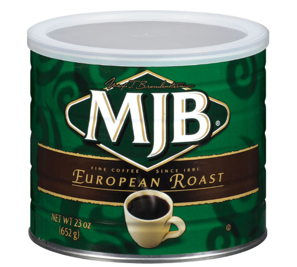 MJB European Ground Coffee, Dark Roast, 23 Ounce Can