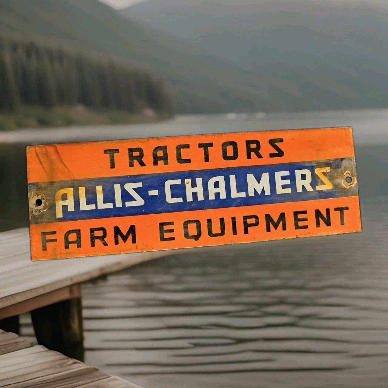 VINTAGE ALLIS-CHALMERS PORCELAIN SIGN TRACTORS FARM EQUIPMENT JOHN DEERE KUBOTA
