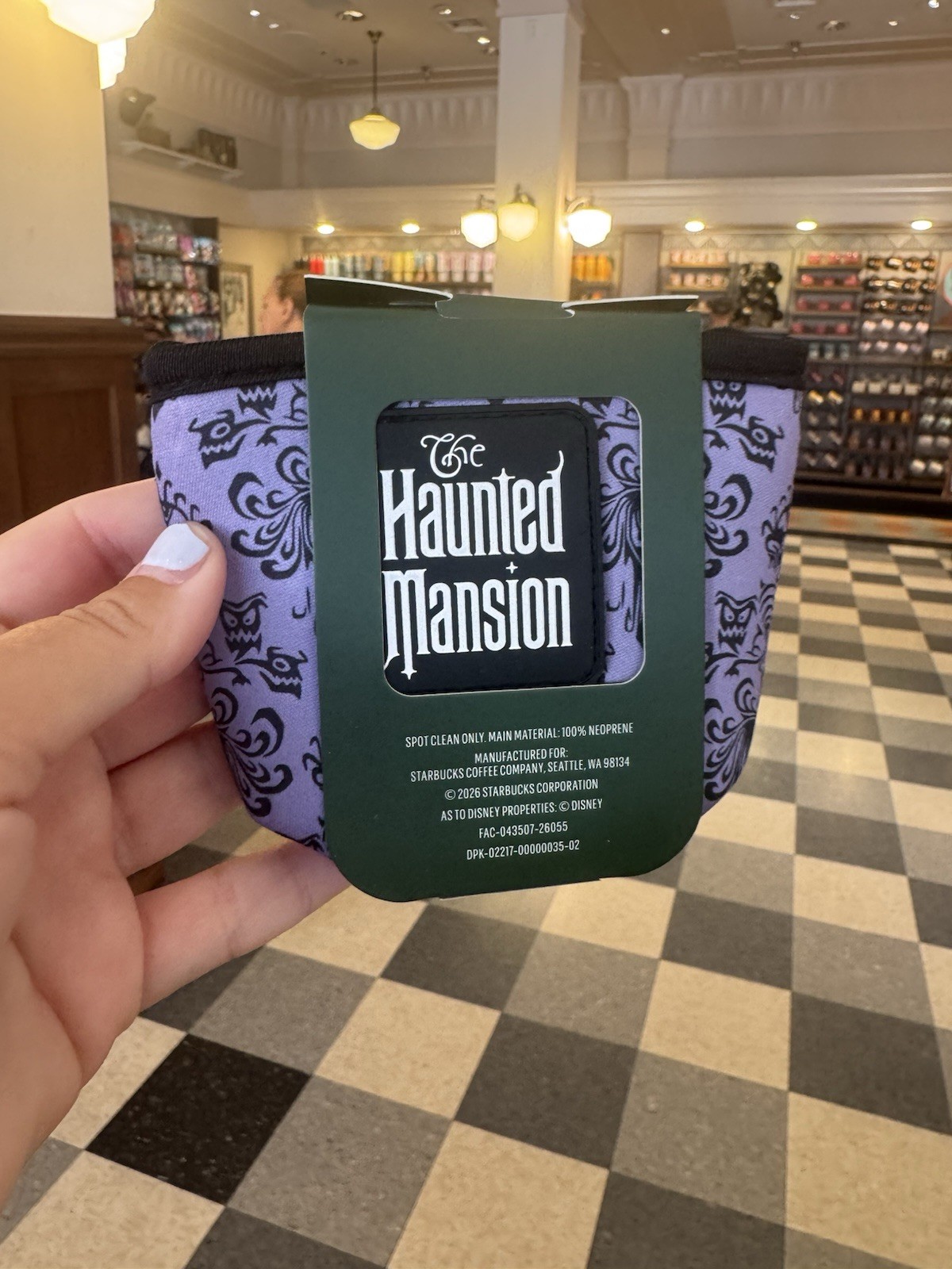 Disney Parks 2026 Starbucks Haunted Mansion Wallpaper Fabric Cup Sleeve 16 oz
