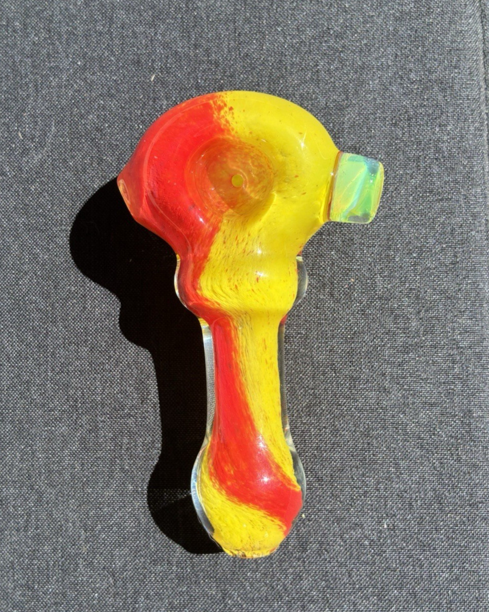 Glass Pipe THICK Yellow And Red 4.5’Inches 🇺🇸 Handblown In The USA