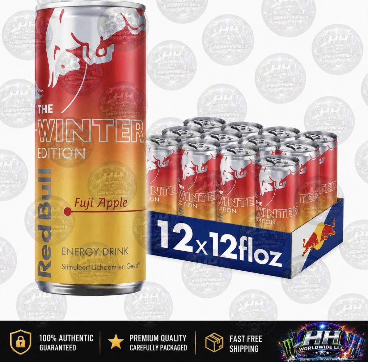 12 Pack Red Bull Winter Edition Energy Drink, Fuji Apple & Ginger, 12oz Cans
