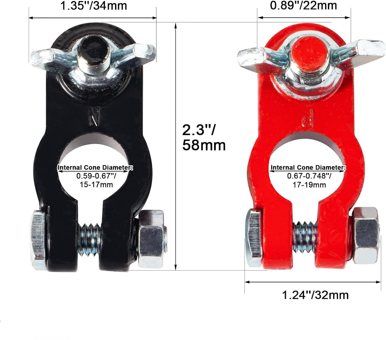 Universal Negative & Positive Battery Cable Terminals，Battery Terminals Color Co