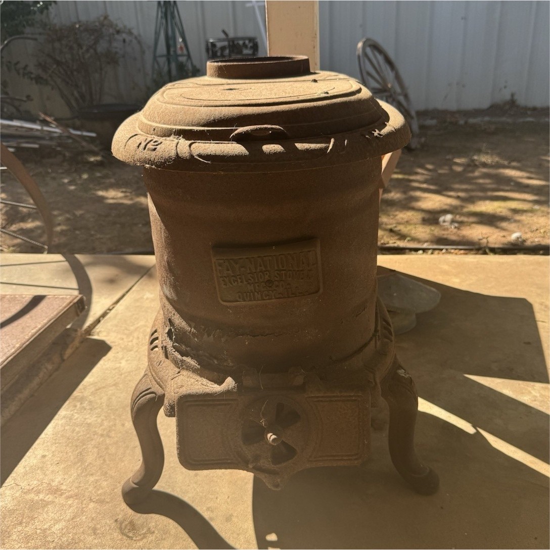 AY-National Excelsior Cast Iron Potbelly Heating Stove Antique Freestanding Coal