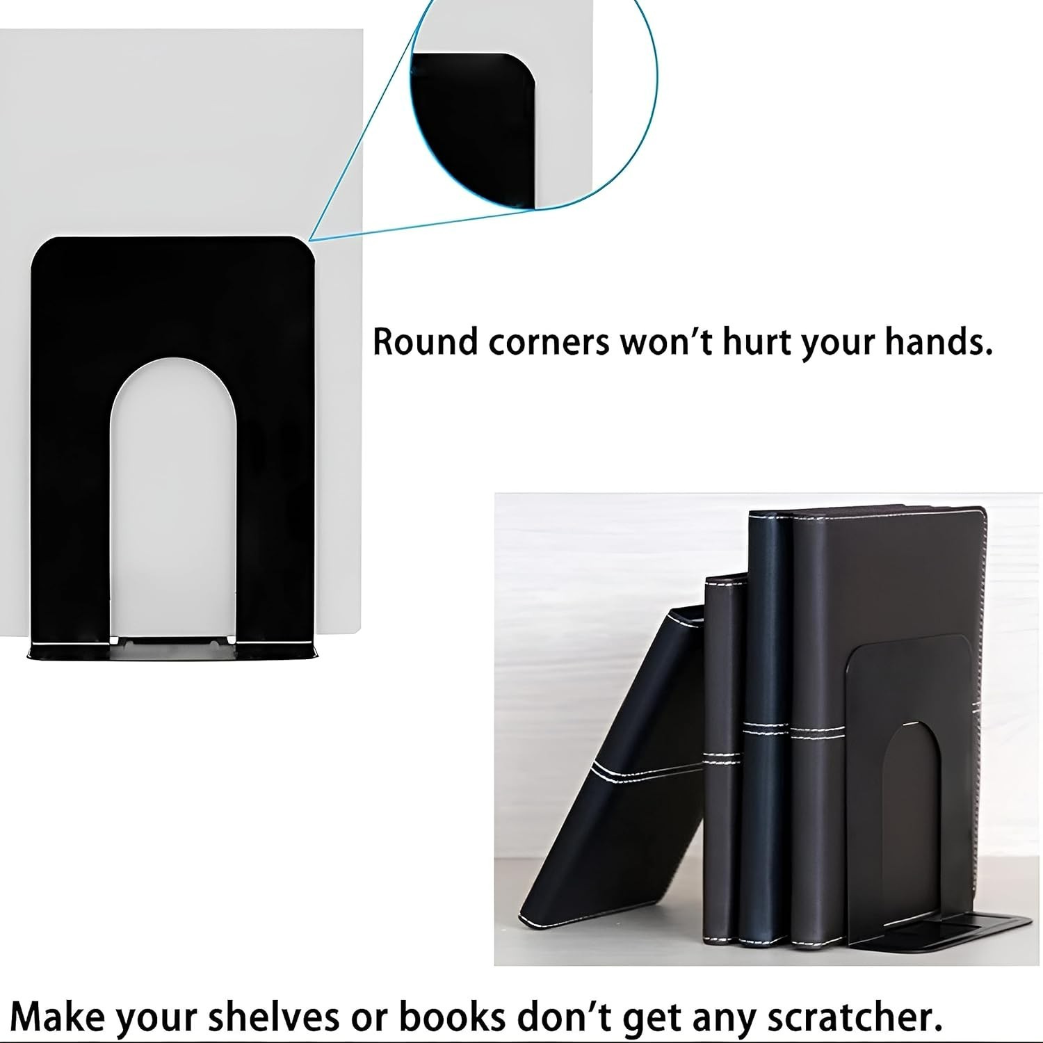 Sturdy Black Steel Bookends – Versatile Holders for Home and Office Elegance