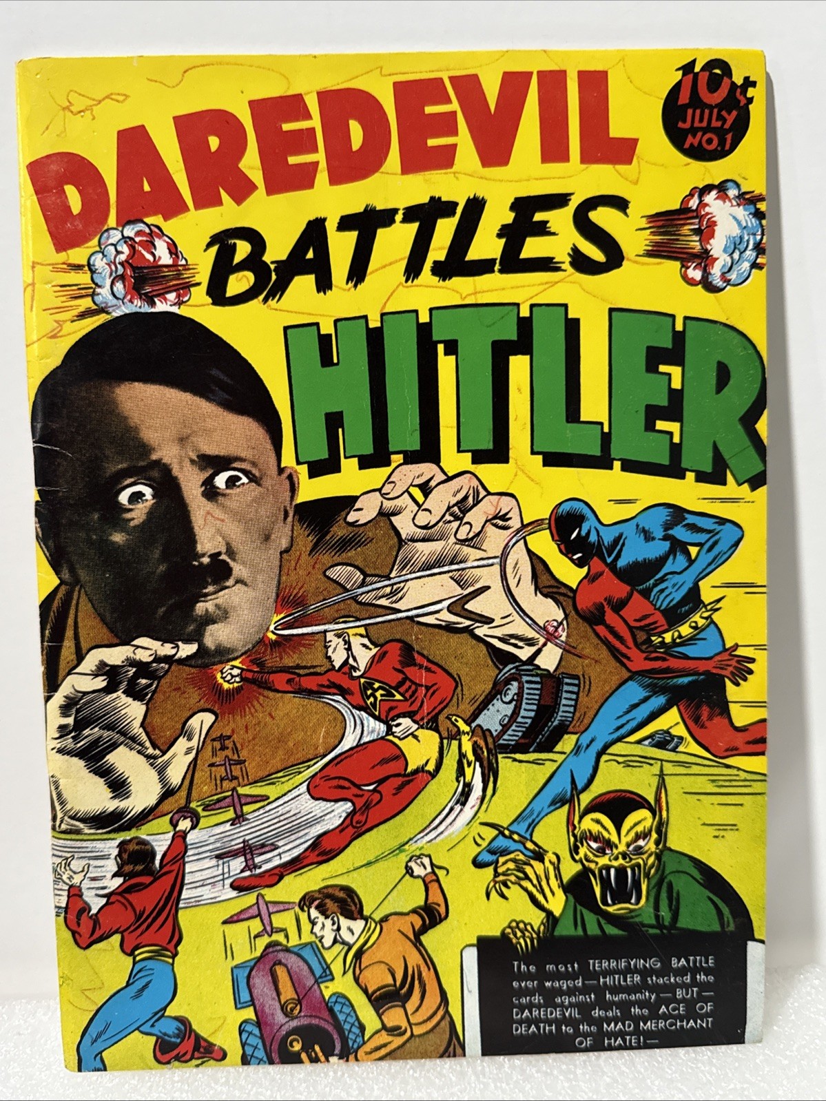Daredevil Battles Hitler #1 (DynaPubs, 1973) Flashback REPRINT – inked cover