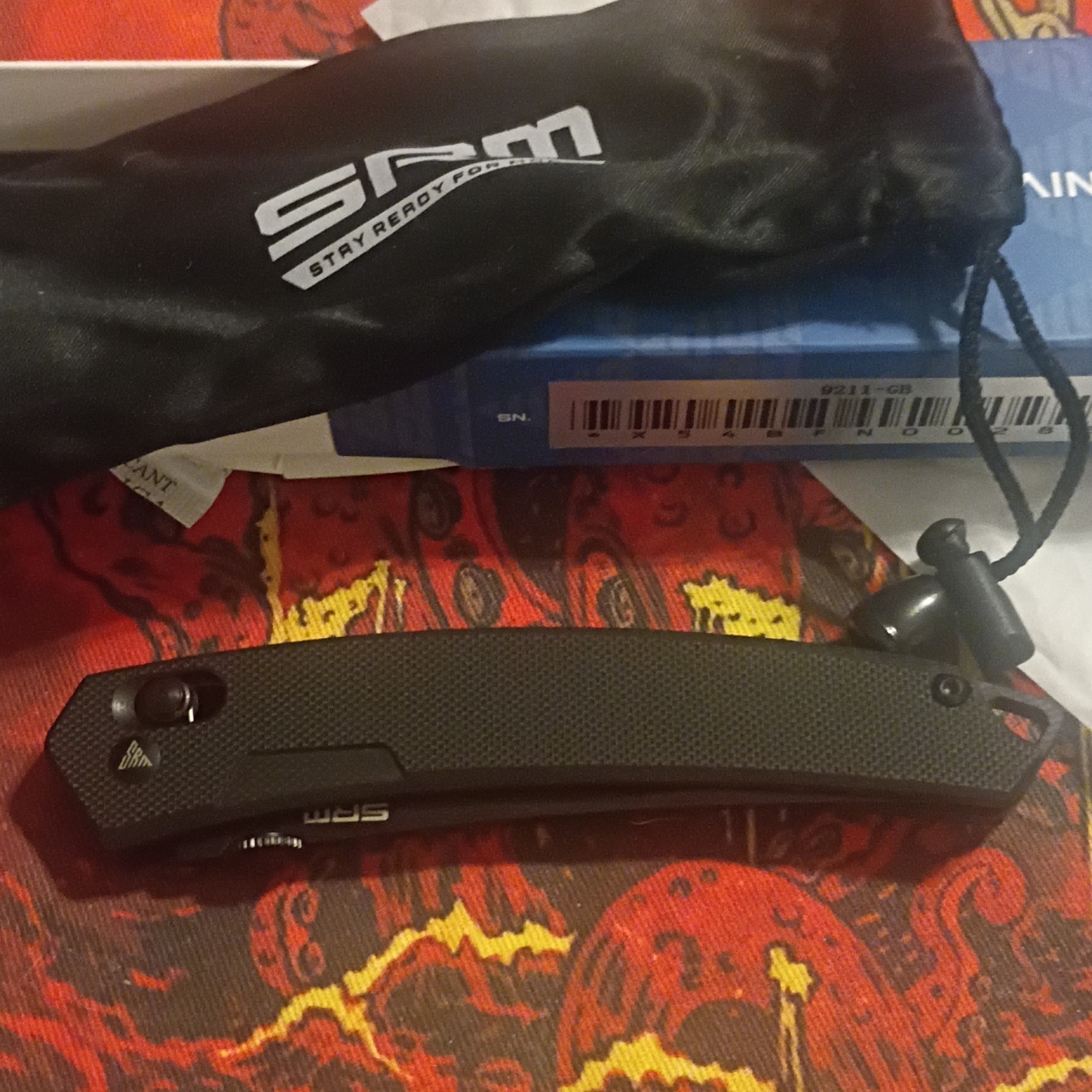 SRM 9211-GB Stainless Plain Drop Point Liner Lock Manual Pocketknife G10 Black