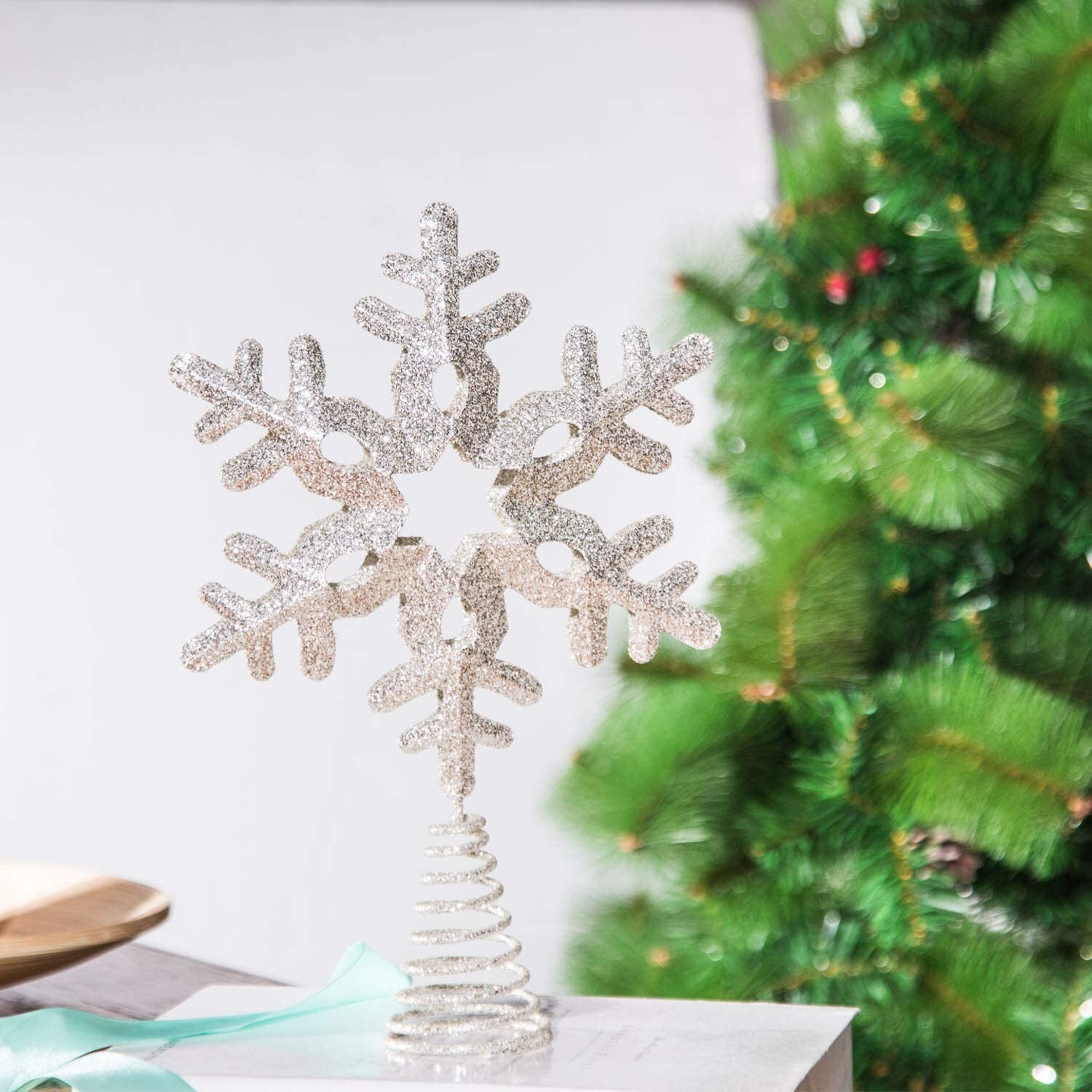 Christmas Tree Topper Snow Flake Silver Christmas Tree Topper
