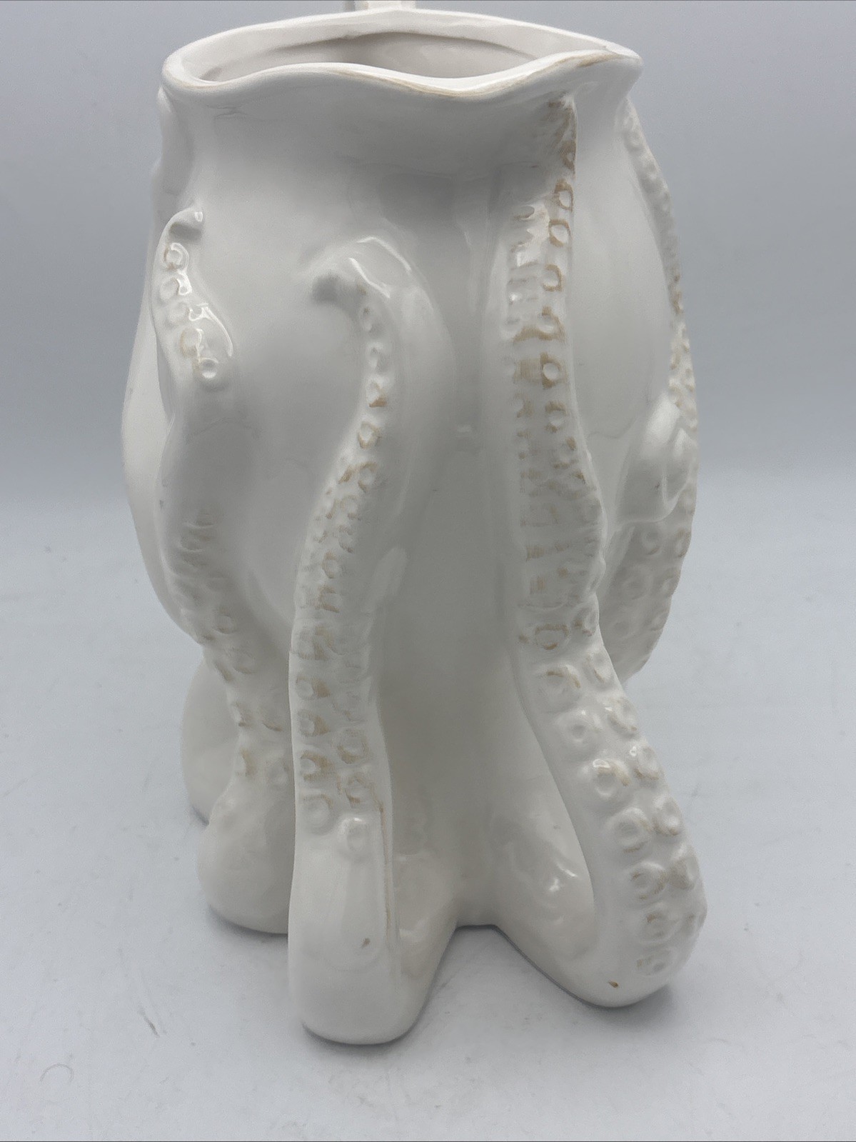 RARE Pier 1 OCTOPUS PITCHER, Ceramic Earthenware, 9.5” T; White