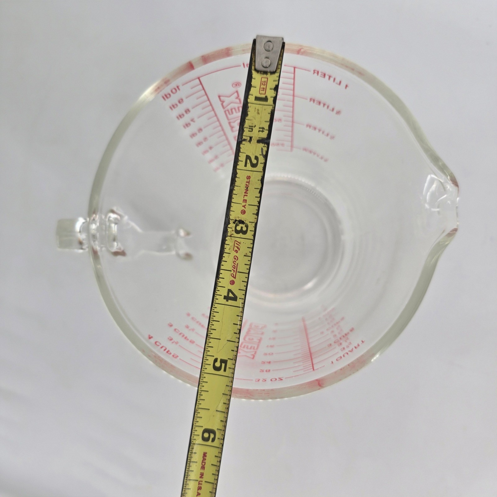 Vintage Pyrex D Handle Measuring Cup Set Red Block Letter 4 Cup 1 Cup 532 508
