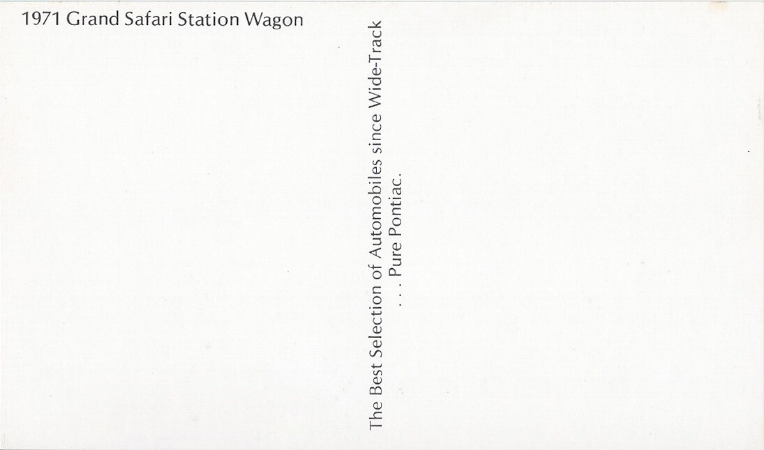 1971 PONTIAC Grand Safari “Woodie” Wagon: Original Dlr Promo POSTCARD Unused