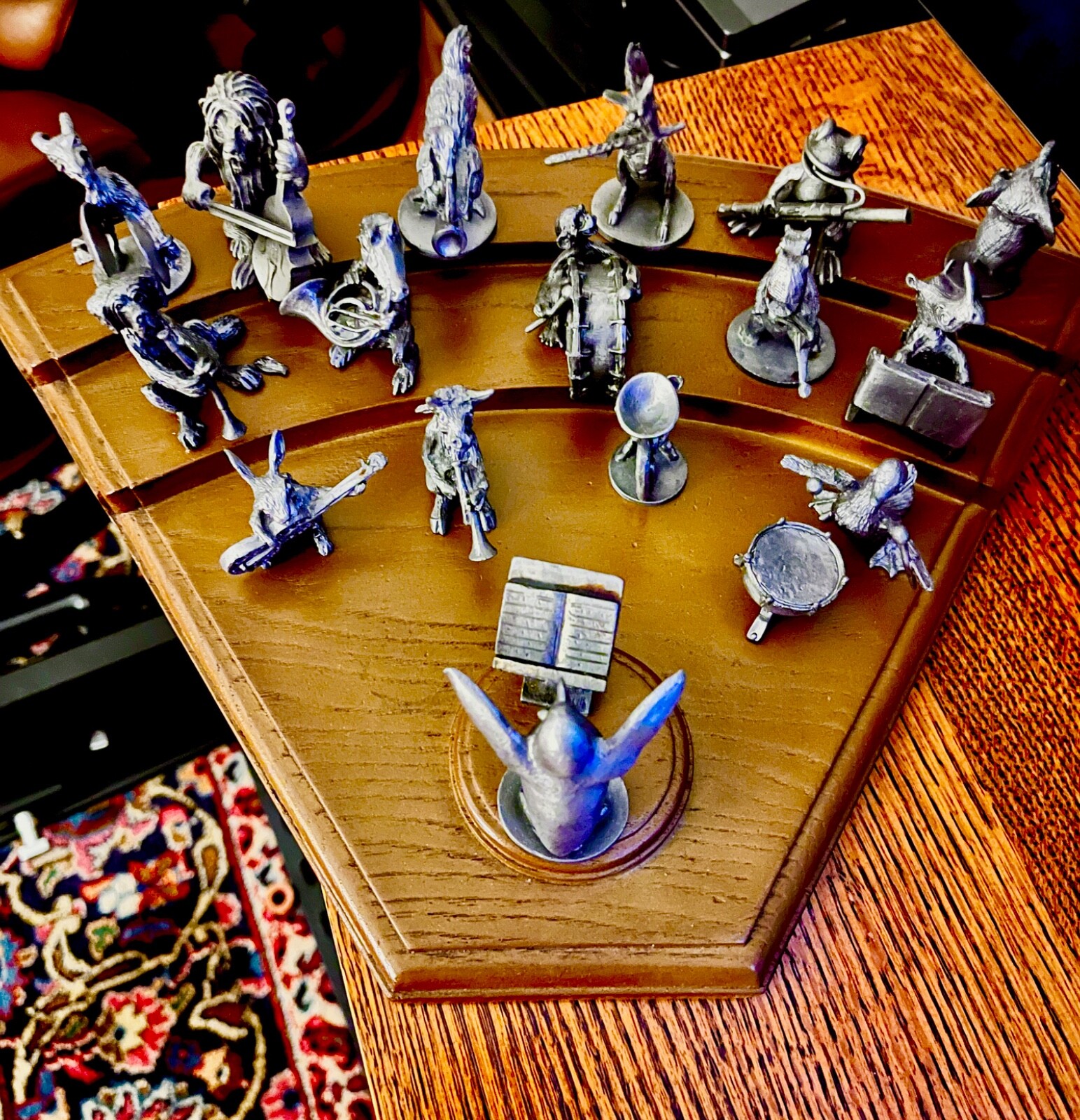 19 VINTAGE Hudson Fine Pewter Animal Music Orchestra with Riser. Excellent cond