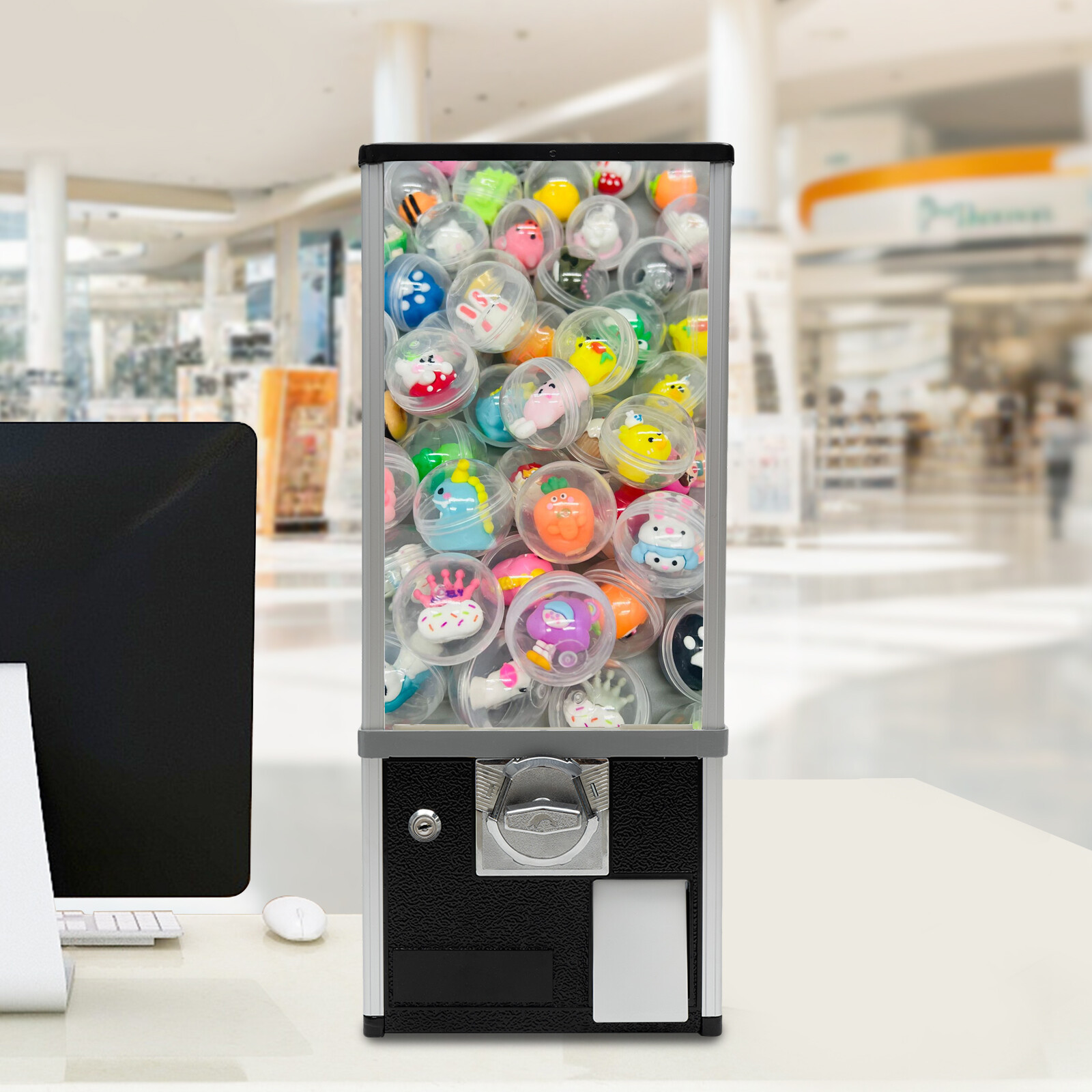 Gumball Machine 360° Rotation Vending Coin Bank Vintage Candy Dispenser Black