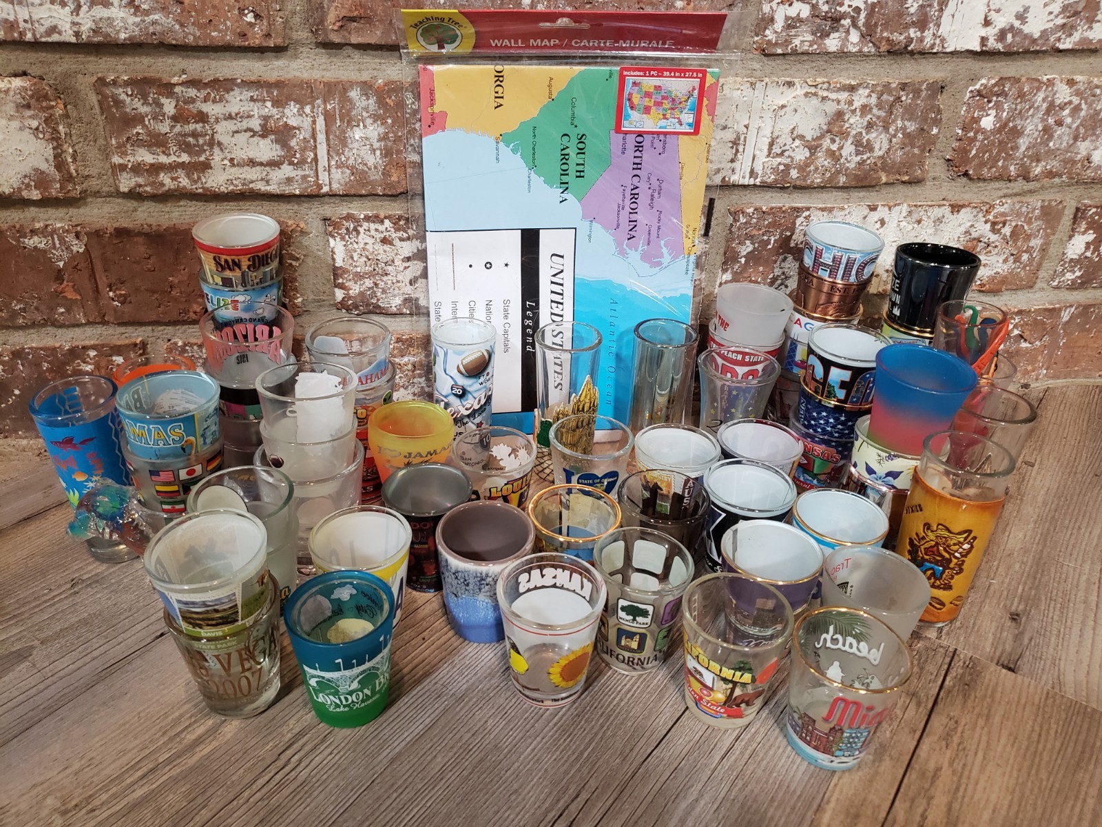 71 Various Shot Glass Lot Collection States Countries Vacation Novelty Rare