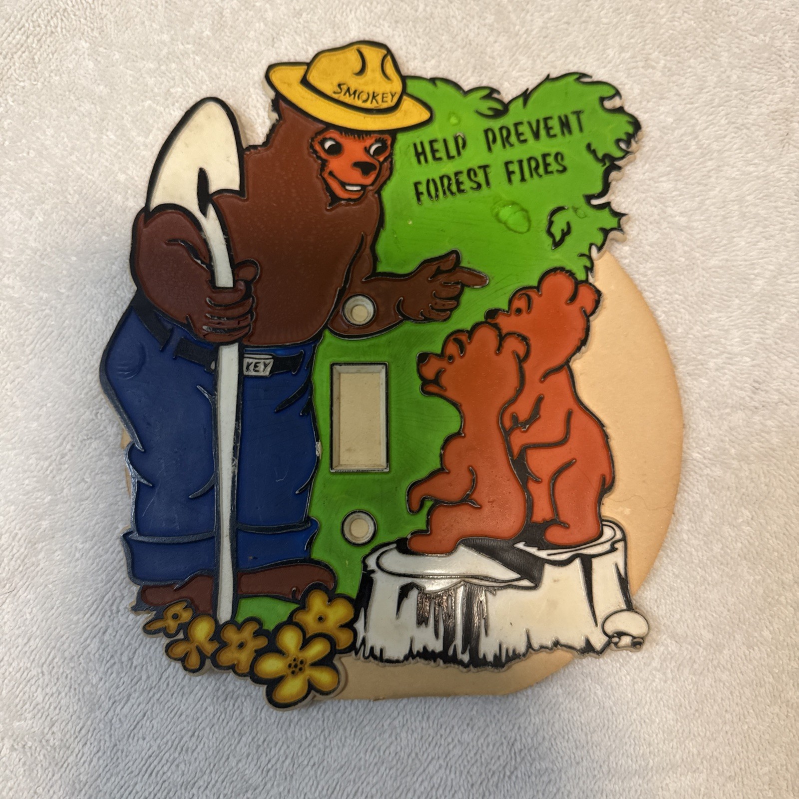 Vtg 1970’s SMOKEY THE BEAR “Help Prevent Forest Fires” Light Switch Cover Plate