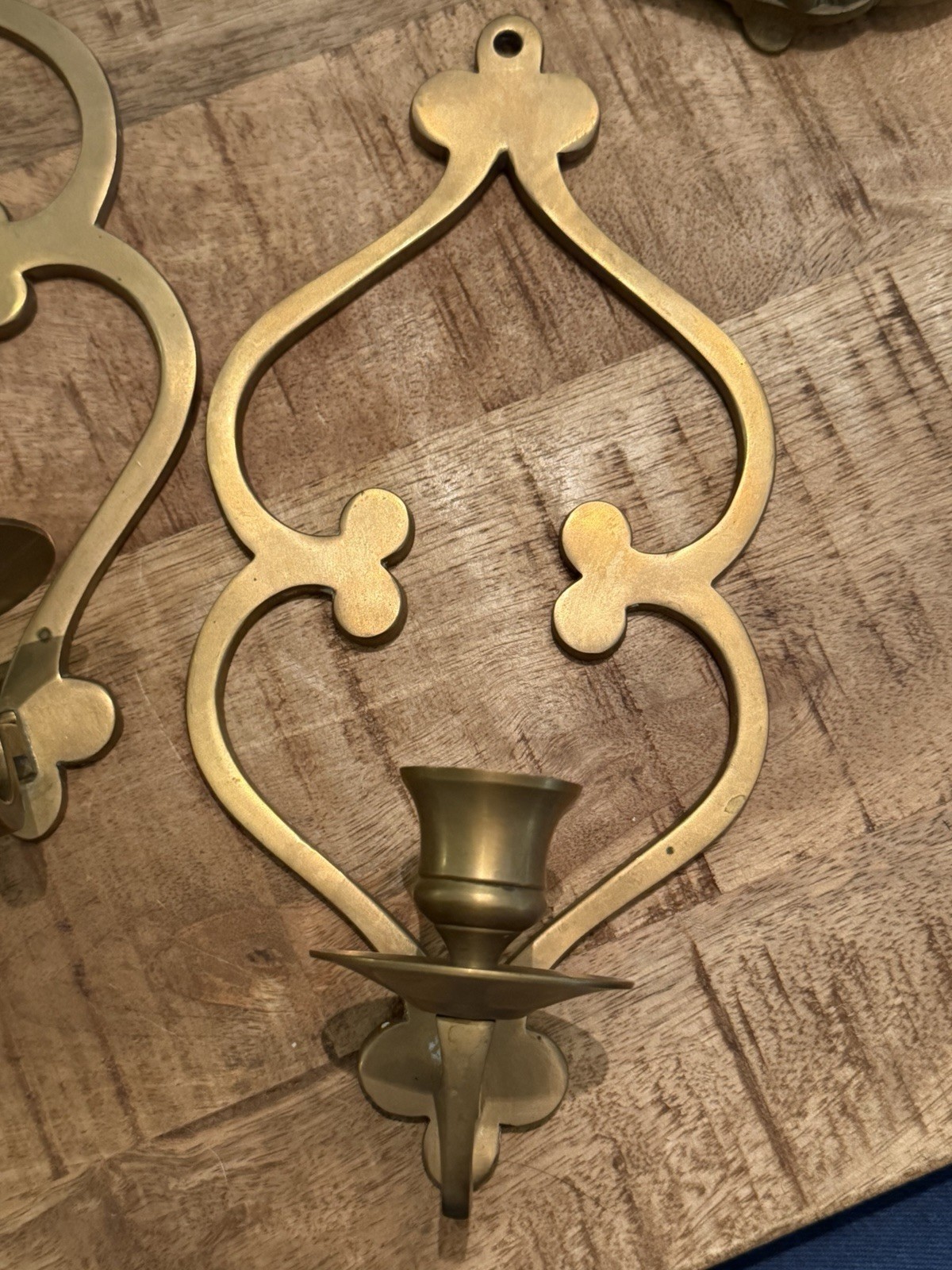 Solid Brass Wall Sconce Candle Holder Set of 2 Vintage MCM 9.75” x 4.5″