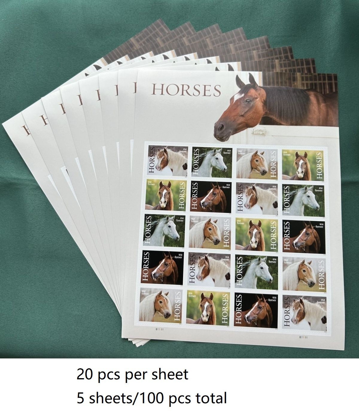 2024 USPS SHEET OF 20 FIRST CLASS LETTER STAMPS HORSES 78¢ – 100 pcs in total