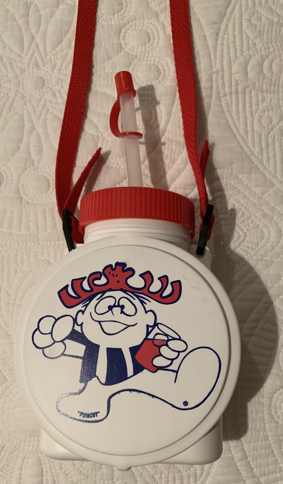 Vintage Hawaiian Punch Punchy Sipper Water Bottle W/ Straw Plastic Promotional