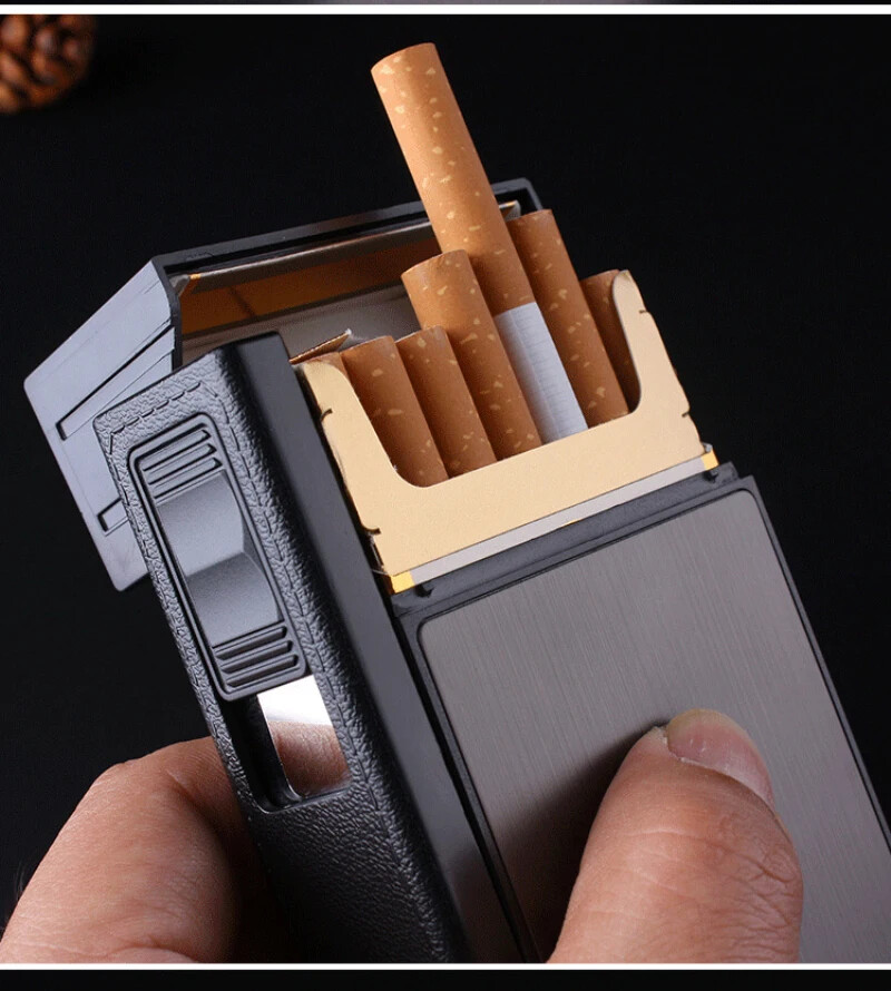 Cigarette Case USB Rechargeable Lighter Tobacco Box Holder for 84mm Cigarettes