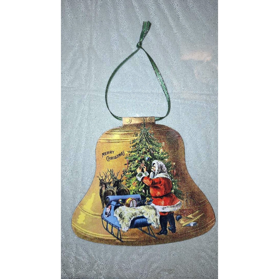 Antique-style Victorian Christmas Ornament Liberty Bell Santa Claus bell – NEW