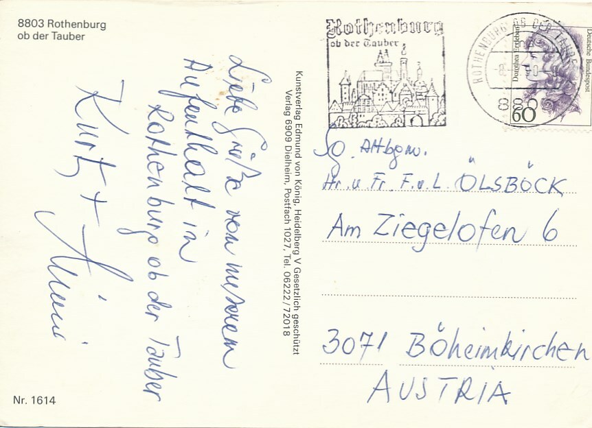 old postcard Rothenburg ob der Tauber – St. George’s Fountain used Postcard B423g